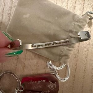 NWOT Silver Keychain and Bracelet Gift Set “For You 1000 Times Over”